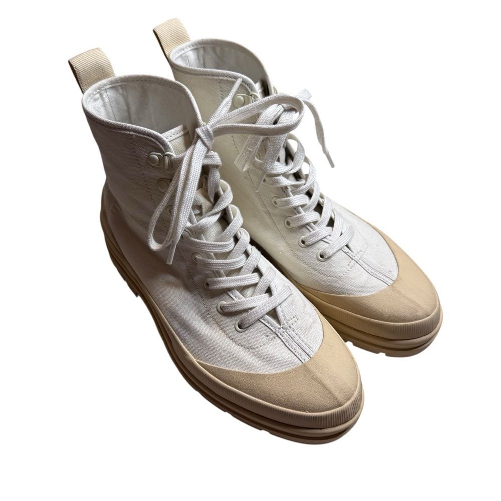 Everlane Boots Womens Ivory The Canvas Utility Lace Up Combat Minimalist Sz 9.5